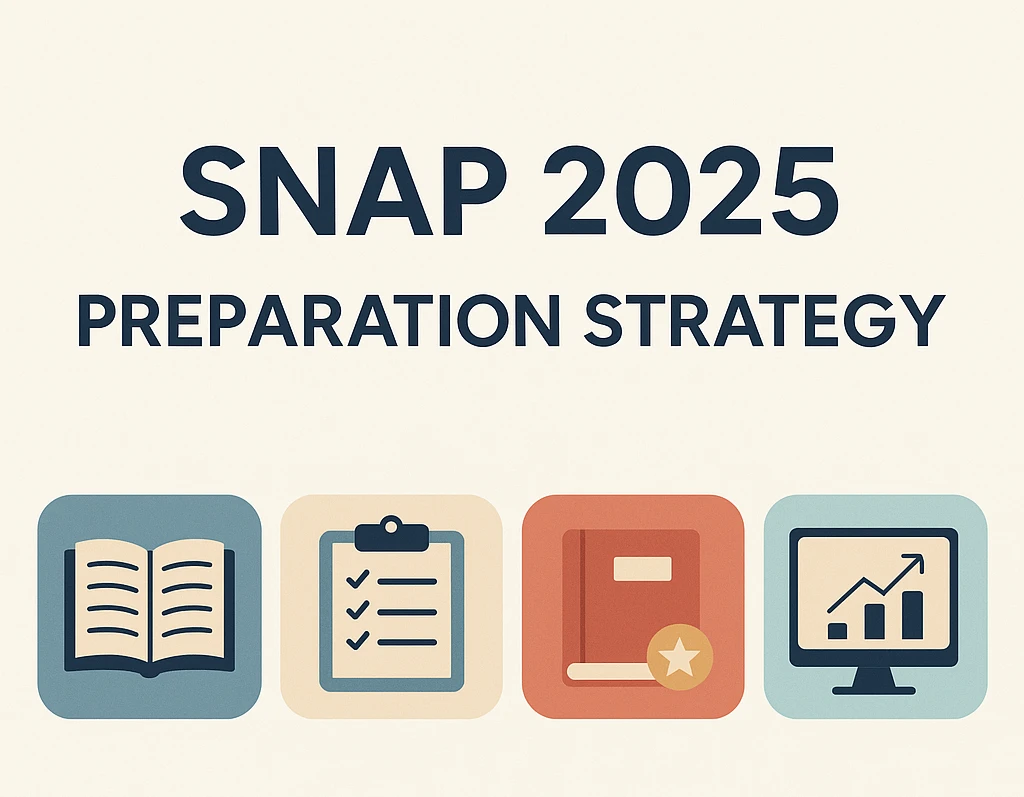 Snap 2025 syllabus and preparation strategy visual.